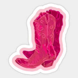 Pink cowboy boots Sticker